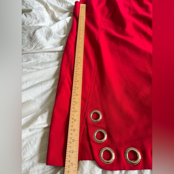 Karl Lagerfeld red plus size 16 wide strap dress silver grommet hem - Picture 5 of 10